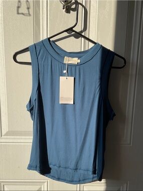 Alexis Slate Blue Ribbed Sleeveless Tank